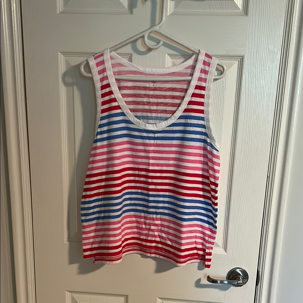 Striped Sleeveless Top in Red, Pink, and Blue